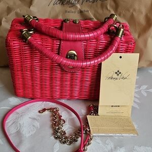 Patricia Nash Pink Wicker Small  Bag